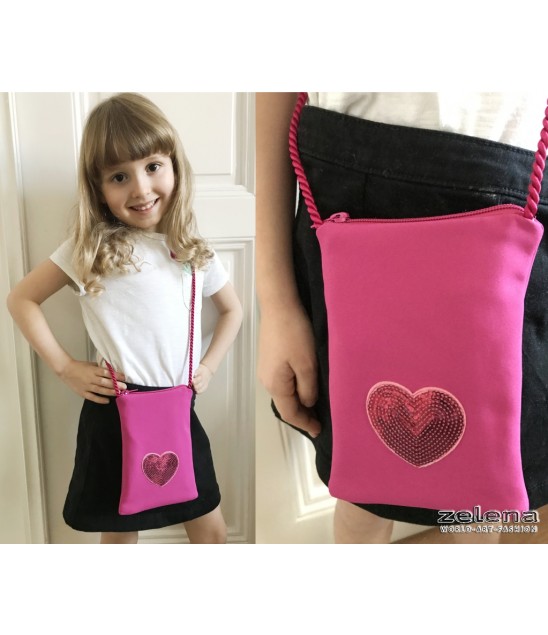 Dívčí růžová kabelka se srdíčkem